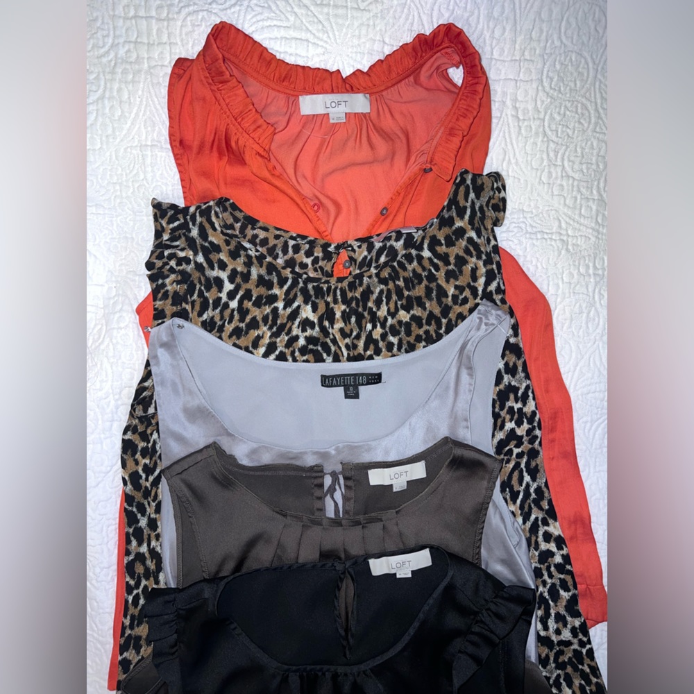LOT of 5 dressy tank tops • 4 x Loft (M) & 1 x Layfayette 148 (Sz 10)